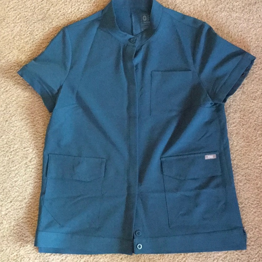 Figs Caribbean Blue Rosario Military Scrub Top